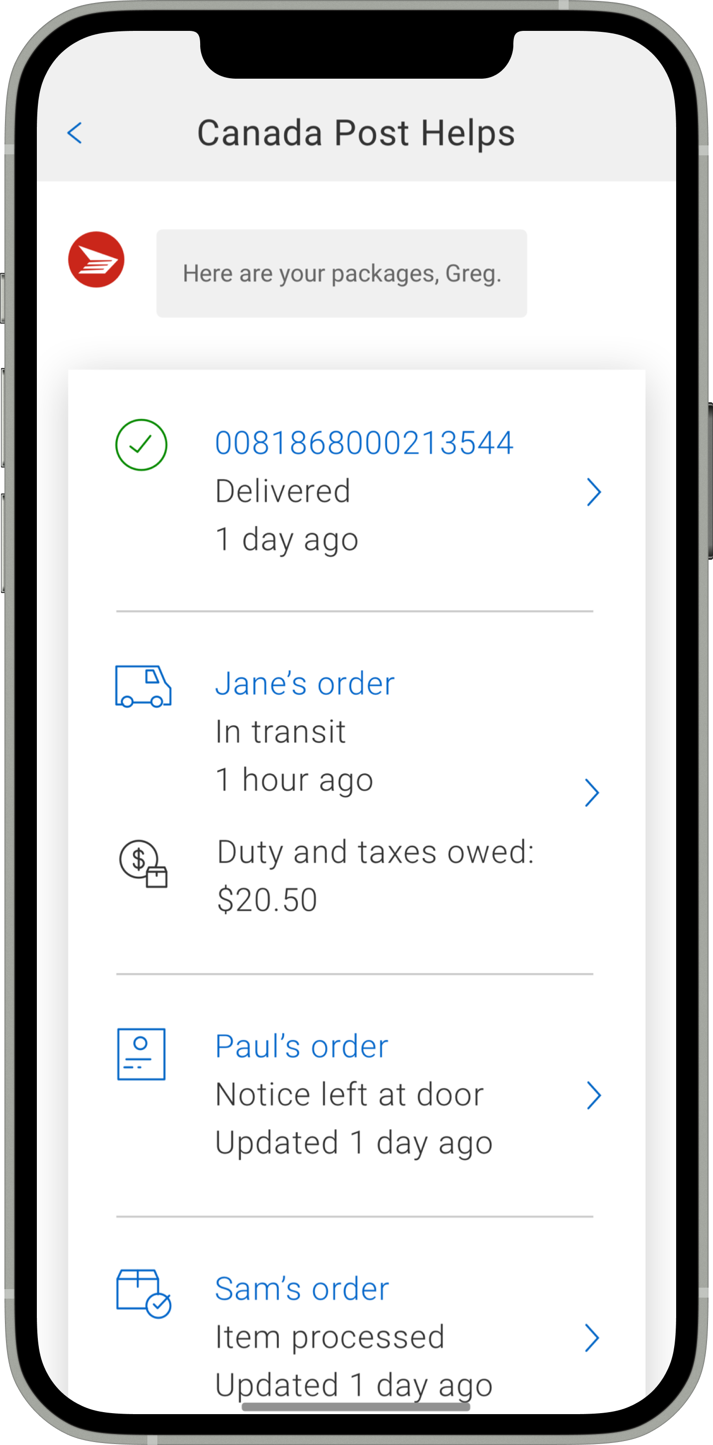 one mobile app with concepts for canada post